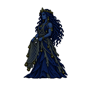 A shadow-darkened Echo of Rán, facing the player with her net